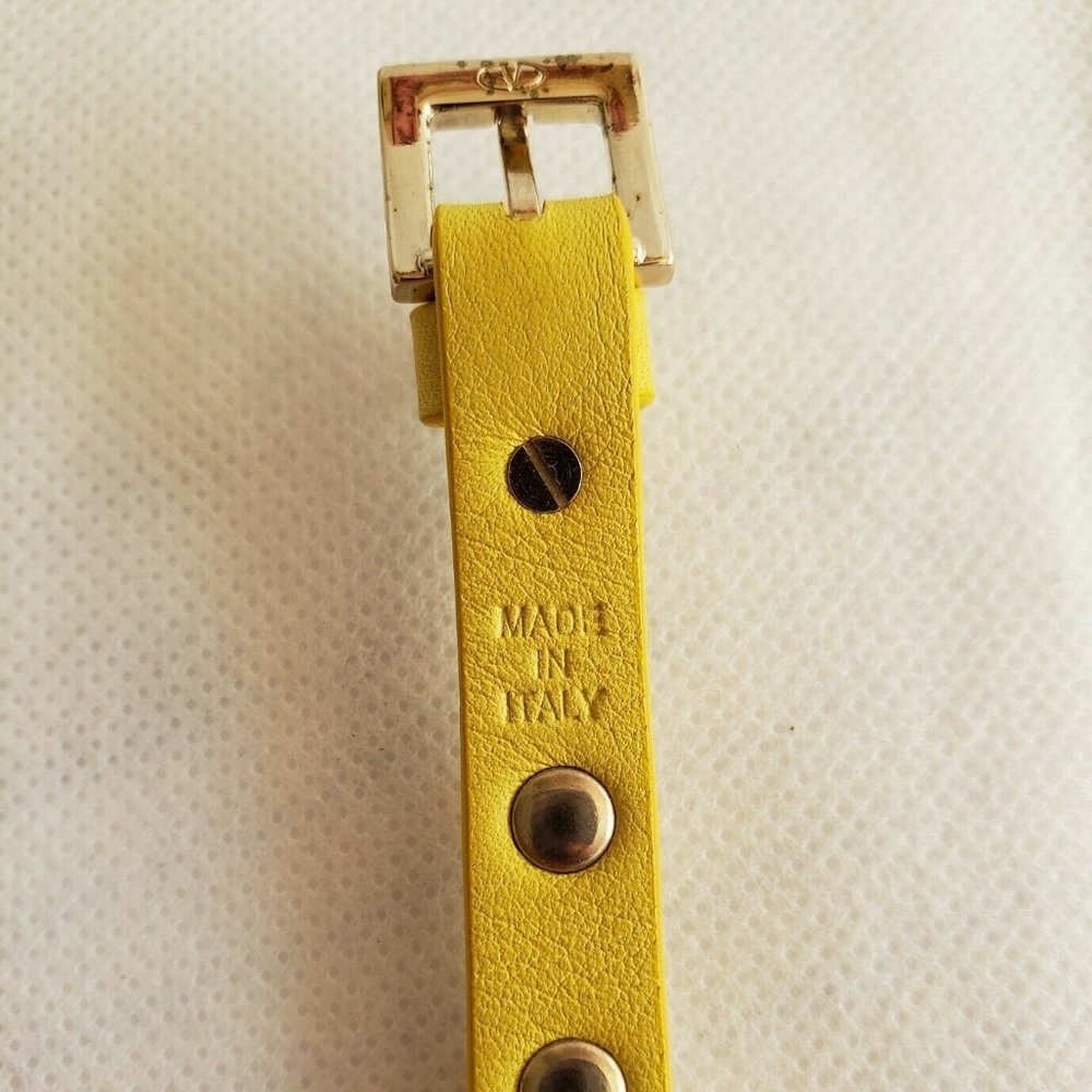 SOLD Valentino Rockstud Bracelet Yellow Leather Authentic - Picture 6 of 8